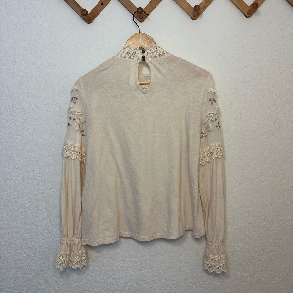 Anthropologie Jenna Cream Crochet Lace Blouse - Picture 4 of 8